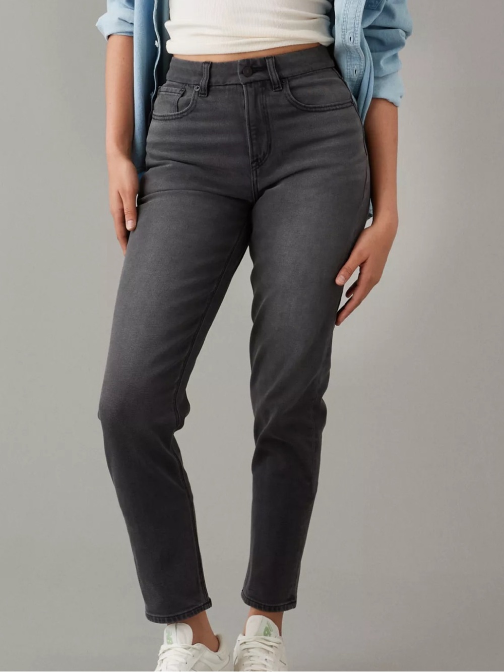 American Eagle Outfitters women’s Charcoal Curvy Mom Jeans